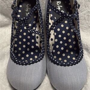 Navy Striped/Polka Dot Heels by Ruby Shoo